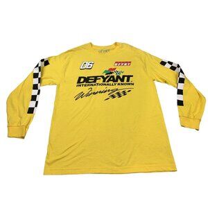 Defyant Mens Winning Long Sleeve Shirt Size L Yellow Checkerboard Sleeves 100% C